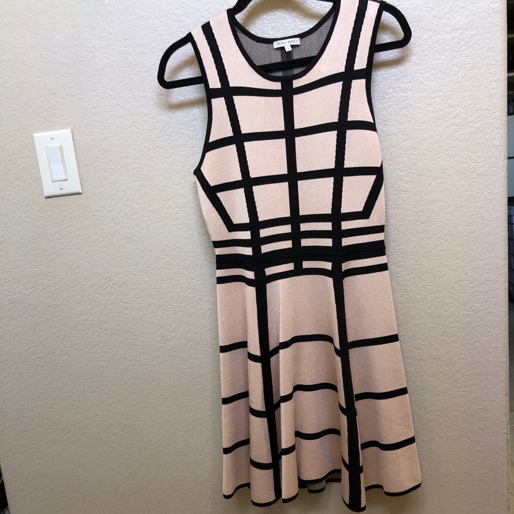 ronny kobo sleeveless scoop neck blush black dress